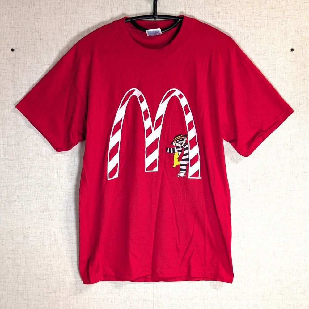 Vintage 90s McDonald's Hamburglar Candy Cane Arches Single Stitch T-Shirt Size M